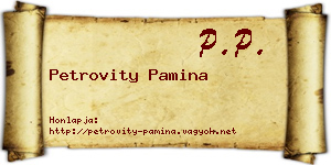 Petrovity Pamina névjegykártya